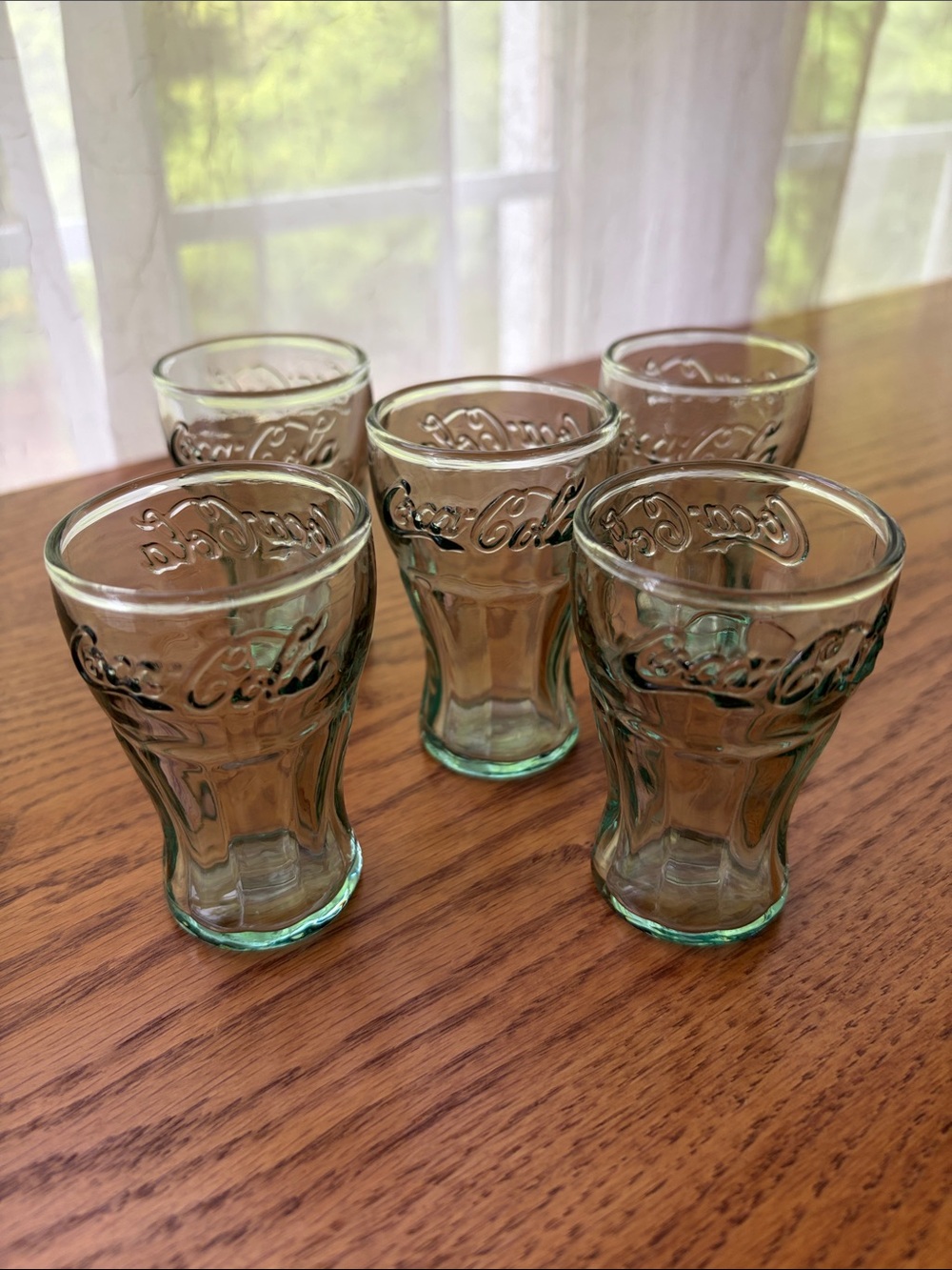 Coca Cola Light Green Embossed Glass Mini Tumbler Set - 5 Pieces